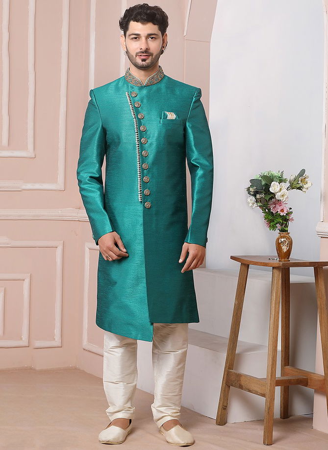 Ethnic Wear Banarasi Silk Wholesale Sherwani Collection